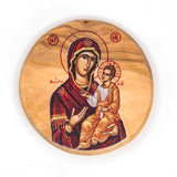 Virgin Mary of Jerusalem (Byzantine) Olive Wood Icon Magnet