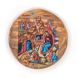 Nativity Scene (Byzantine) Olive Wood Icon Magnet