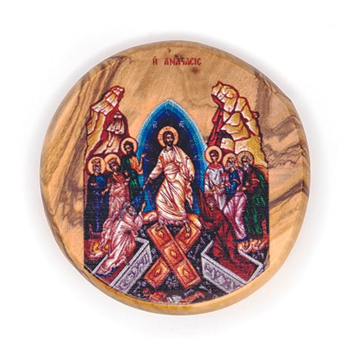 The Resurrection of Jesus (Byzantine) Olive Wood Icon Magnet