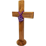 Holy Land 15" Genuine Olive Wood Standing Cross pivoted left