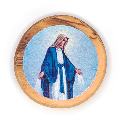 Our Lady of Grace Olive Wood Icon Magnet