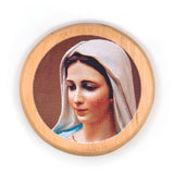 Virgin Mary Medjugorje Olive Wood Icon Magnet