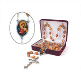 Sacred Heart of Mary (Red) Olive Wood Rosary