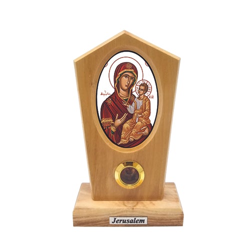 Virgin Mary of Jerusalem (Byzantine) Olive Wood Icon Plaque