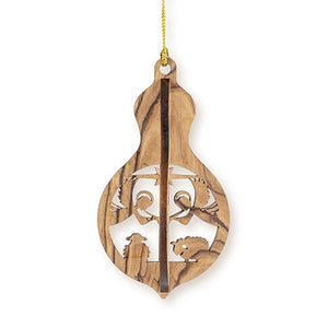 Angels & Shepherds, 3D Olive Wood Christmas Ornament