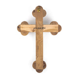 11" Mother of Pearl & Olive Wood Crucifix Wall Cross with Holy Land Elements