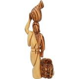 Holy Land Olive Wood Statue - Woman at the Well, 9" front view