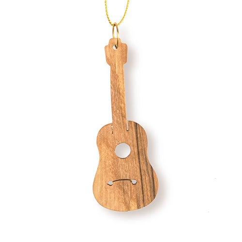 Acoustic Guitar Christmas Ornament, Holy Land Olive Wood