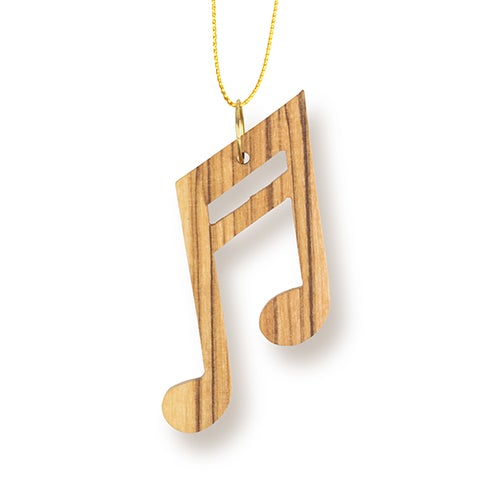Sixteenth Note Christmas Ornament, Holy Land Olive Wood