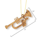 Trumpet Christmas Ornament, Holy Land Olive Wood