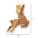 Reindeer Christmas Ornament, Holy Land Olive Wood