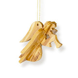 Angel with Trumpet, 3D Olive Wood Christmas Ornament