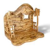 Holy Land Olive Wood Nativity with Large Stable and Large Faceless Figurines