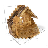 Holy Land Olive Wood Nativity with Large Bark Roof Stable and Detailed Figurines