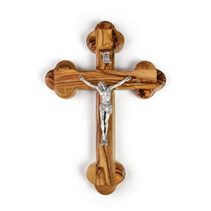 Olive Wood Wall Bottony Crucifix, Eastern - Greek (L)