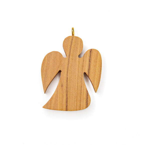 Angel Olive Wood Pendant Charm with eyelet