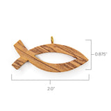 4 Pack of Olive Wood Pendant Charms, Fish with eyelet