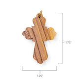 4 Pack of Olive Wood Pendant Charms, Elegant Cross with ring