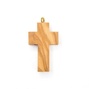 Simple Cross Olive Wood Pendant Charm with eyelet