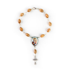 Virgin Mary Queen of Heaven, Holy Land Olive Wood Pocket Auto Rosary, Made in Bethlehem