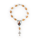 Jesus King of the Universe Byzantine, Holy Land Olive Wood Pocket Auto Rosary, Made in Bethlehem