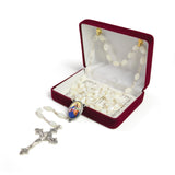 Mother of Pearl Catholic Rosary, Virgin Mary Help of Christians Medal