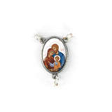 Mother of Pearl Catholic Rosary, Holy Family Byzantine Medal