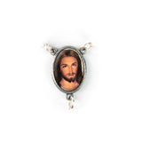 Mother of Pearl Catholic Rosary, Divine Mercy Jesus (Close Up) Medal