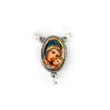 Mother of Pearl Catholic Rosary, Madonna and Child Medal