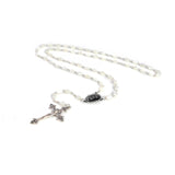 Mother of Pearl Catholic Rosary, Shroud of Turin (Grey) Medal