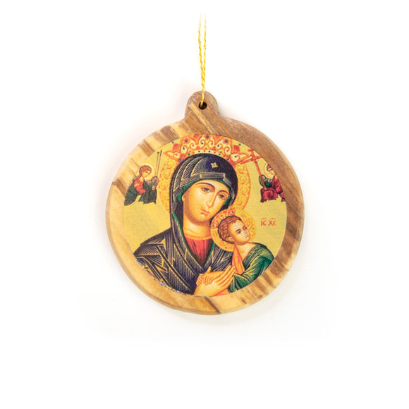 Thick Round Icon Ornament – Virgin Mary Queen of Heaven
