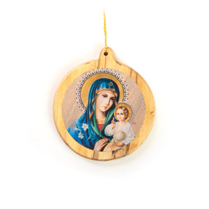 Thick Round Icon Ornament – Virgin Mary of Jerusalem