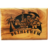 Bethlehem City and Star Horizontal Olive Wood Magnet