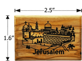 Holy Land Olive Wood Magnet - Jerusalem City Horizontal - Logos Trading Post, Christian Gift