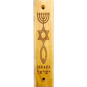 Messianic Symbol, Israel Olive Wood Mezuzah