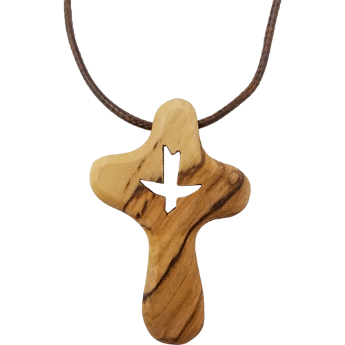 Dove Cut Out Small Comfort Cross Necklace close view