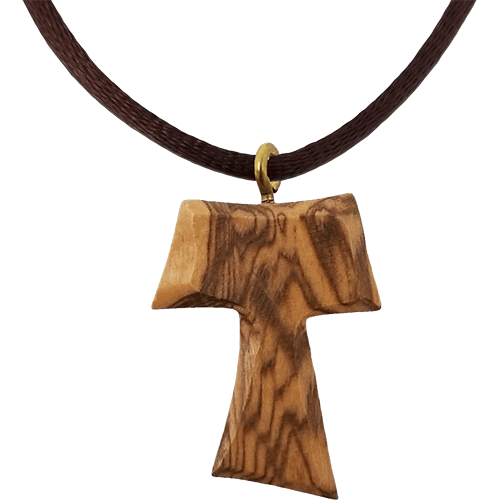 Olive Wood Tau Cross Necklace