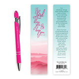 Bless You Scripture Pen with Stylus and Bookmark – Pink