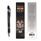 Man of God Scripture Pen with Stylus and Bookmark - Black