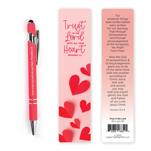 Trust in the Lord Scripture Pen with Stylus and Bookmark – Red