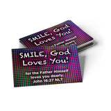 Children's Pass Along Scripture Cards - Smile, God Loves You, Pack of 25 - With Stand