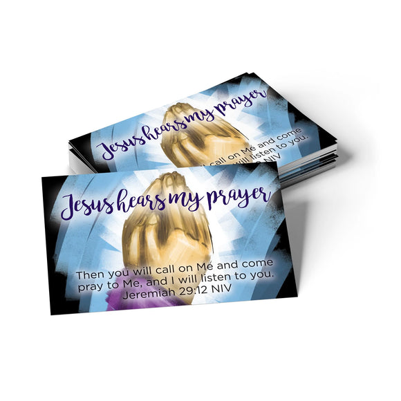 Children's Pass Along Scripture Cards - Jesus Hear My Prayer, Pack of 25 - With Stand