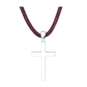 Men's Simple Sterling Silver Crosses come on a 30” adjustable, natural brown suede cord