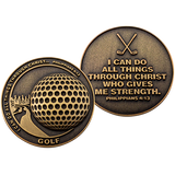 Front and back of Golf Team Antique Gold Plated Sports Coin