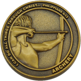 front of Christian archery challenge coin