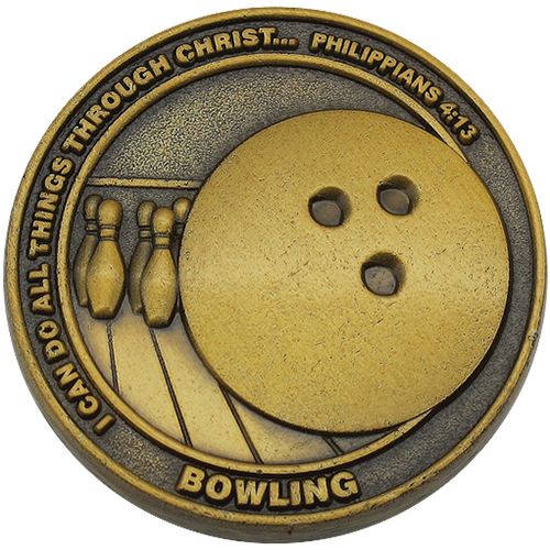 front of Christian bowling challenge coin
