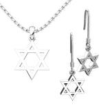 Star of David Pendant and Earrings Set on a white background