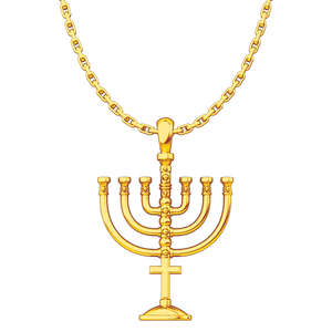 Messianic, Menorah Gold Plated Sterling Silver Pendant Necklace for Men and Women