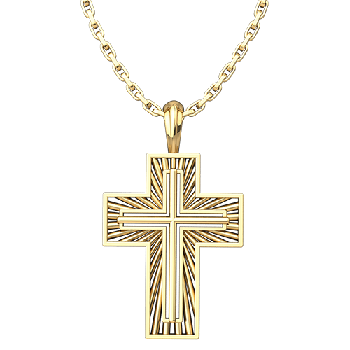 Gold Plated Sterling Silver Shining Cross Pendant with 18