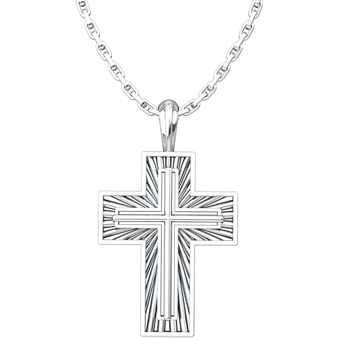 Sterling Silver Shining Cross Pendant with 18